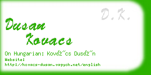 dusan kovacs business card